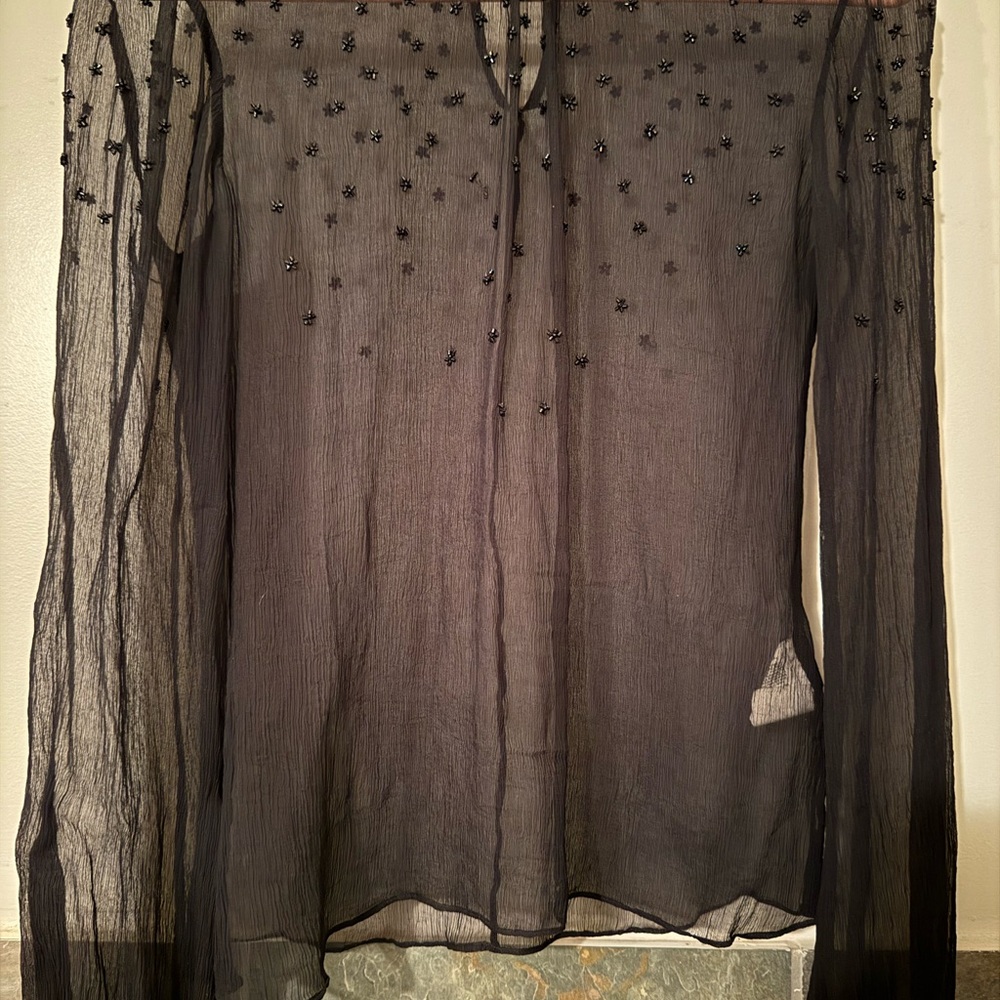 Elegant Black Sheer Women's Top DKNY